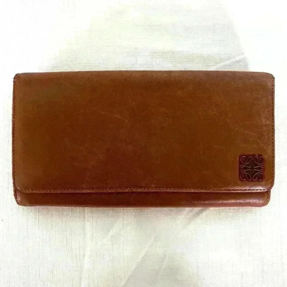 Loewe Brown and Silver Leather Wallet Timeless Design